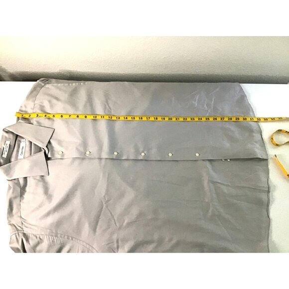 CALVIN KLEIN- MENS GREY BUTTON-DOWN LONG SLEEVE97% COTTON SHIRT SIZE NECK 17 - Picture 7 of 7